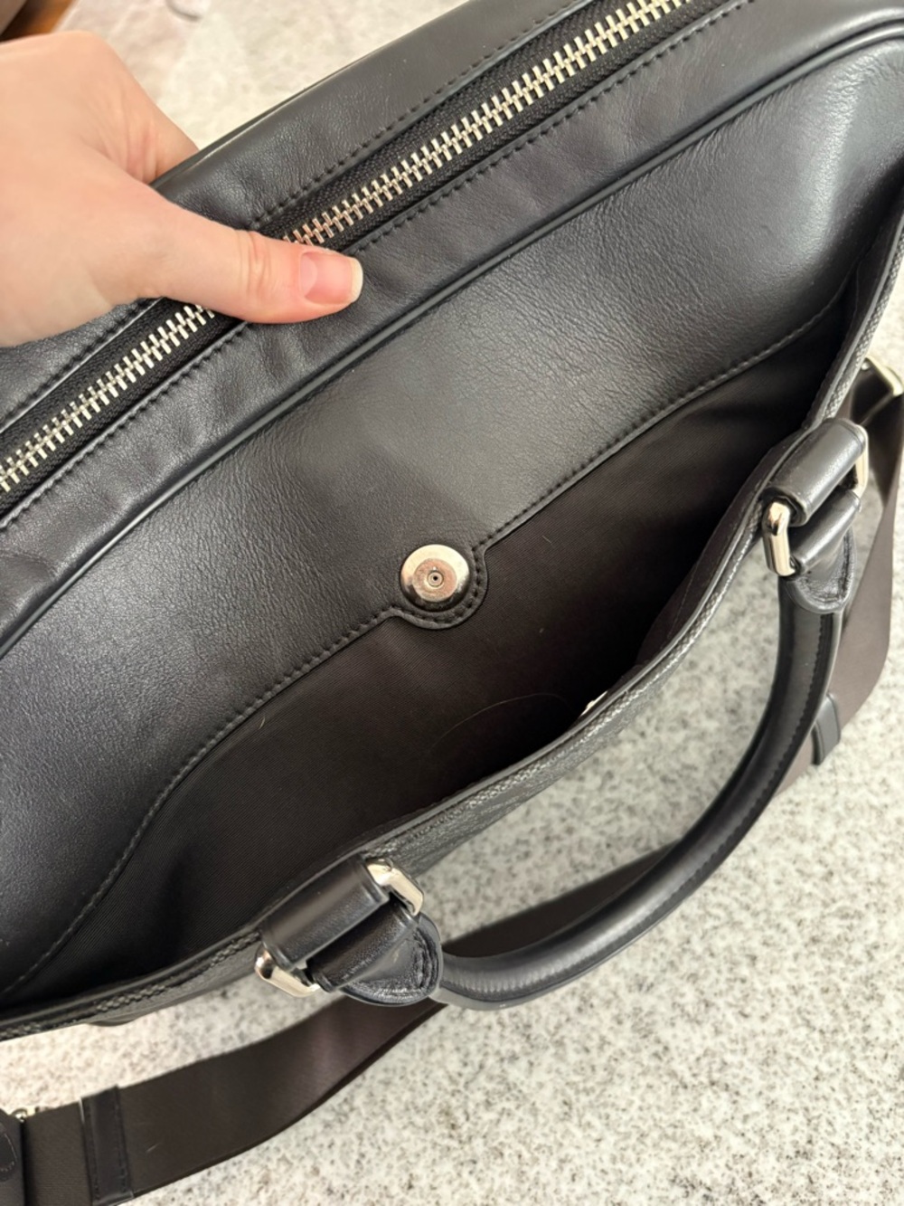 COACH Perry Slim briefcase in SIGNATURE charcoal black career messenger bag - Picture 12 of 16